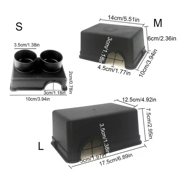 Rectangle Plastic Reptile Hide Box Black Plastic Lizards Snake Shelter House Small Animal Hideaway Reptile Hide Cage Box 6