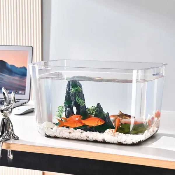 Transparent Explosion-proof Plastic Fish Tank Fall Prevention PET Desktop Goldfish Bowl Small Ecological Water Tank 5