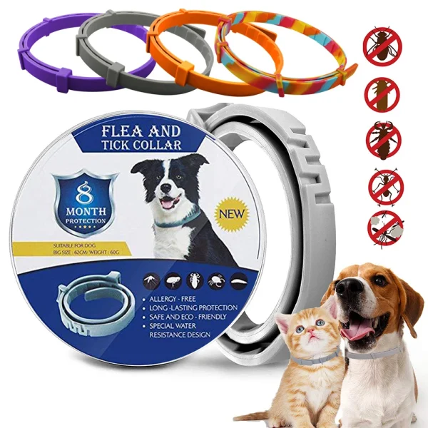 Flea And Tick Collar Silicone Adjustable Dogs Cats Collar 8 Month Protection Anti-mosquitoes Insect Repellent Pet Supplies 1