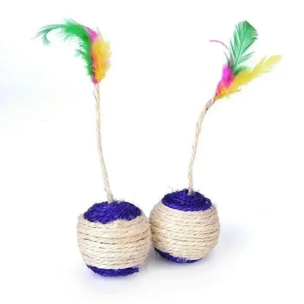 1Pc Cat Toy Sisal Scratching Ball Training Interactive Toy for Kitten Pet Cat Supplies Feather Toy Cat Toys Interactive 4