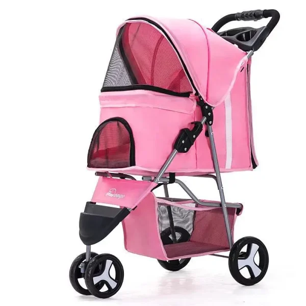 Pet Stroller Lightweight Foldable Dog Transporter Outdoor Breathable Four Wheel Shock Absorption Dog Cat Carrier for Small Dogs 5