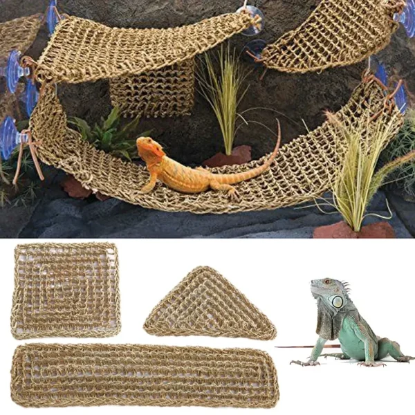 Bearded Dragon Hammock Reptile Lounger for Chameleon Lizards Gecko Snakes Lguana Reptiles Geckos Grass Cushion Pet Bed Swing 1