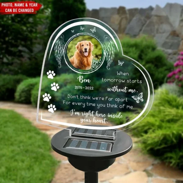 Custom 3D Lamp Pet Memorial Gifts Solar Light Base Custom Photo Night Lights Pet Dog Loss Gifts Cemetery Memorial Gifts Garden 5