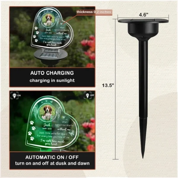 Custom 3D Lamp Pet Memorial Gifts Solar Light Base Custom Photo Night Lights Pet Dog Loss Gifts Cemetery Memorial Gifts Garden 2