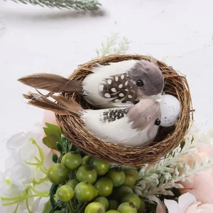 Realistic Feathered Birds with Nest & Birds Egg Artificial Craft Birds for Garden Parties Lawn Decor Home Car Ornament 1