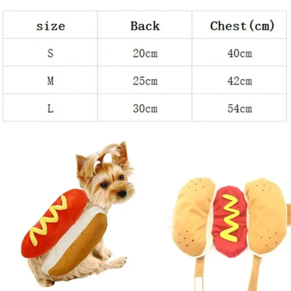 Funny Halloween Dog Costumes Hot Dog Shaped Dachshund Sausage Adjustable Clothes Pet Apparel Dressing Up Cat Party Costume Suit 6