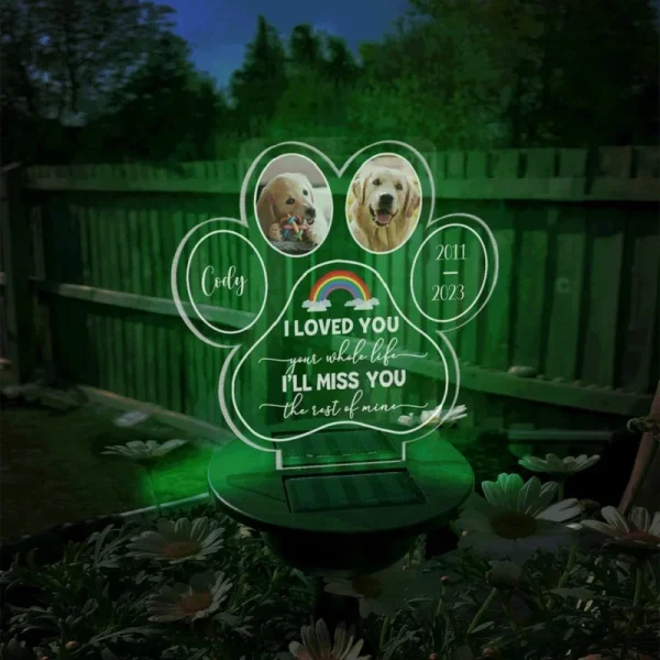 Custom 3D Lamp Pet Memorial Gifts Solar Light Base Custom Photo Night Lights Pet Dog Loss Gifts Cemetery Memorial Gifts Garden 3