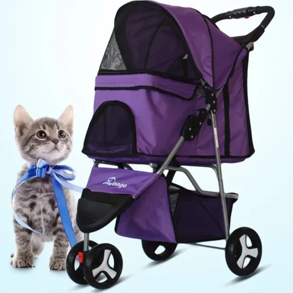 Pet Stroller Lightweight Foldable Dog Transporter Outdoor Breathable Four Wheel Shock Absorption Dog Cat Carrier for Small Dogs 1
