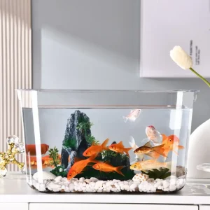 Transparent Explosion-proof Plastic Fish Tank Fall Prevention PET Desktop Goldfish Bowl Small Ecological Water Tank 1