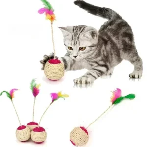 1Pc Cat Toy Sisal Scratching Ball Training Interactive Toy for Kitten Pet Cat Supplies Feather Toy Cat Toys Interactive 1