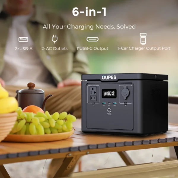 OUPES Exodus 600 Plus Portable Power Station, 512Wh Solar Generator 2 AC Outlets, Fast Charging (0-80% in 59 Min), LiFePO4 3