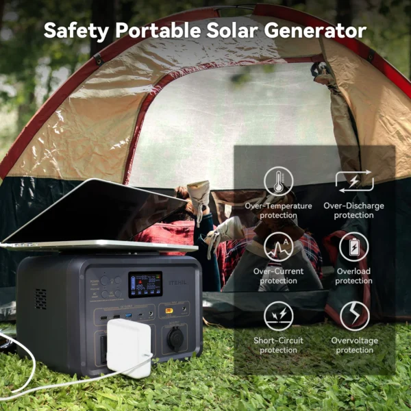Portable Power Station, 500W Generator, 500Wh Solar Generator, LiFePO4 Battery with 100-120V AC Outlets,12v/10A Car Port, USB-C 2